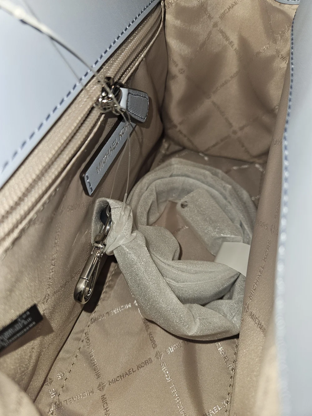 Michael Kors Two-Tone Navy and Light Blue Leather Top-Handle Satchel